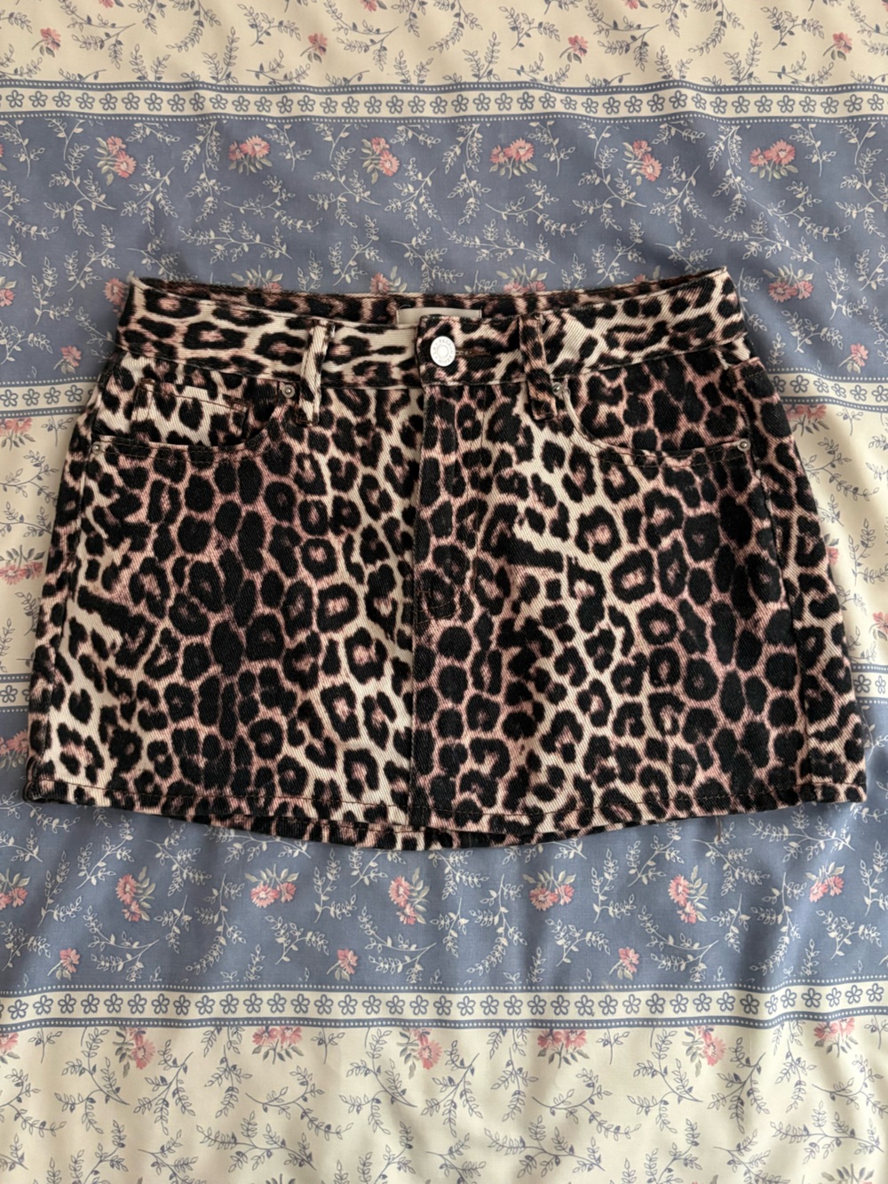 PacSun Leopard Print Mini Demin Skirt